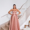 VESTIDO LONGO MESCLA  ROSE COM CASAQUINHO