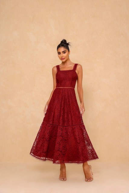 VESTIDO MIDI MARSALA