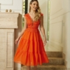 vestido midi laranja